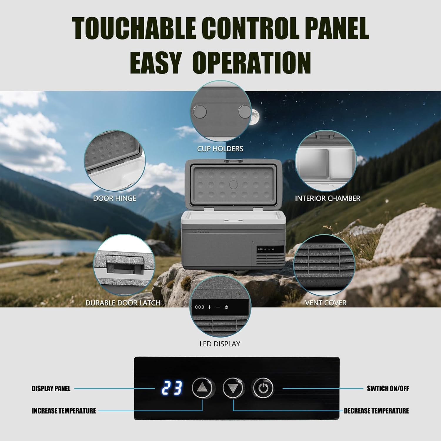 Alpicool MG15 Mini Portable Freezer, 12 Volt Car Refrigerator, 16 Quart Fast Cooling, with 12/24V DC and 100-240V AC for Outdoor, Camping, RV, Truck