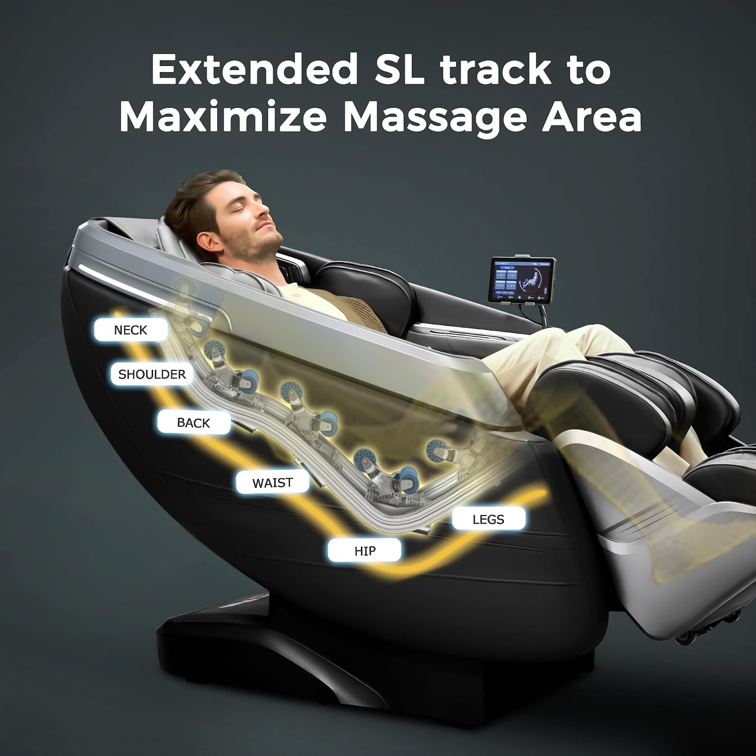 iBooMas P03 4D Massage Chair Full Body, Touchscreen & AI Voice, Zero Gravity SL-Track Recliner with APP OTA Auto-Evolving Modes, Fascia-Level Deep Tissue Shiatsu, No Assembly, Plug & Play (Black)
