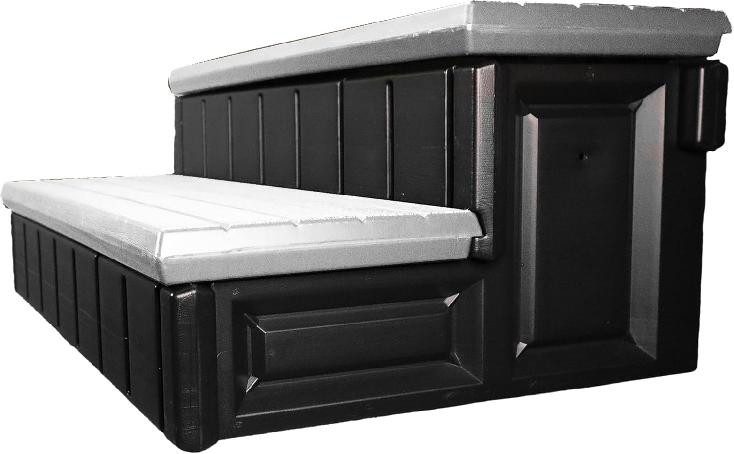 Confer Plastics Two Tier 36' Wide Storage Hot Tub Step: Durable, Multi-Functional, Non-Skid Spa Steps, Easy Installation, Sturdy, Long Lasting Upgrade to Your Space. Proudly Made in USA. - Grey