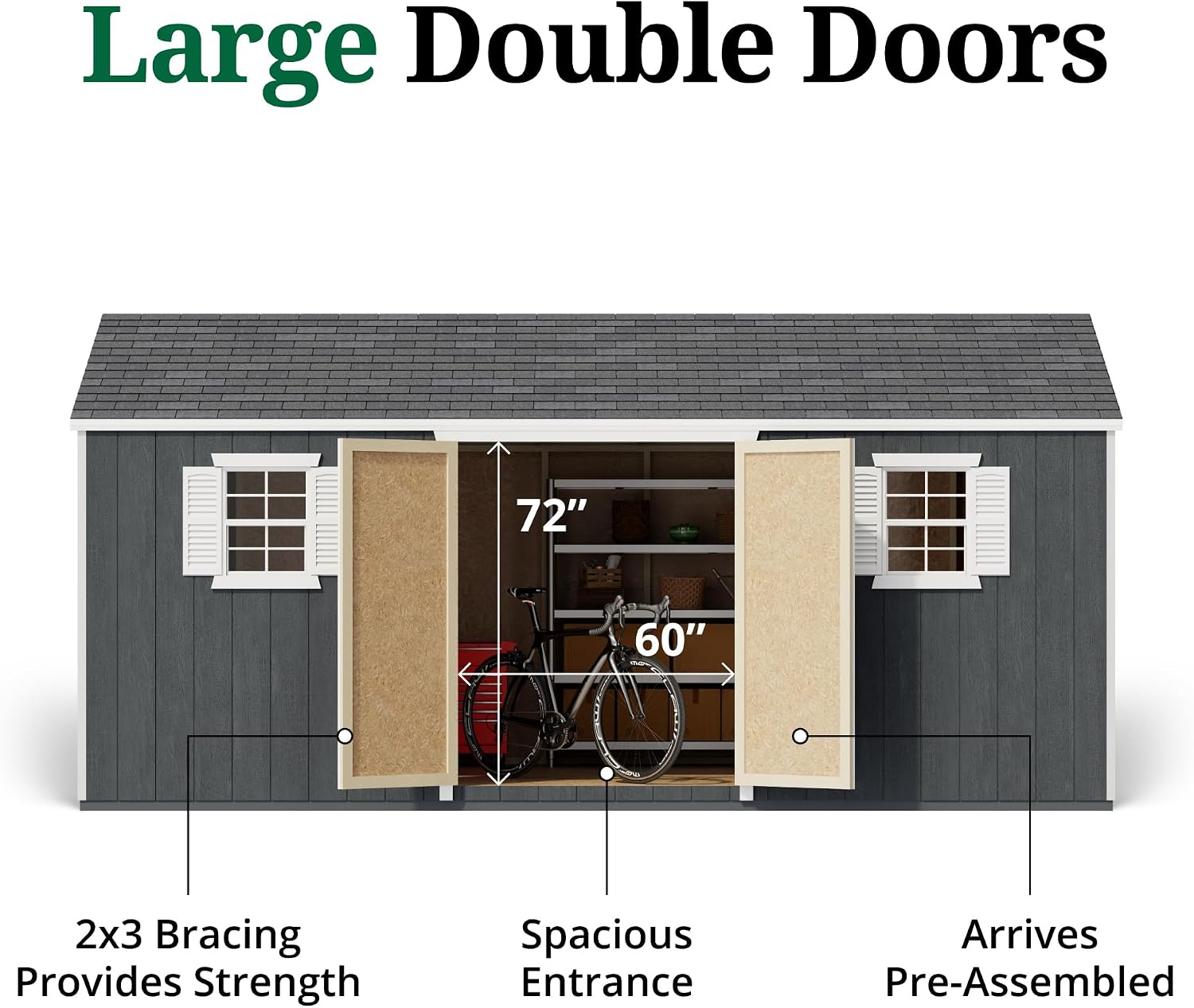 Little Cottage Co. 10x18 Value Workshop Shed with Operable Windows and Floor, Outdoor Wood Storage Do-It-Yourself Precut Kit