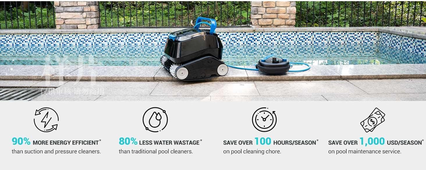 8streme Black Pearl Ultra Robotic Pool Cleaner – Battery-Powered Inground Vacuum for Pools Up to 10 Ft Deep – Wall Climber – 150 Min Runtime – 7 Quart Top Load Filter – 2-Year Warranty