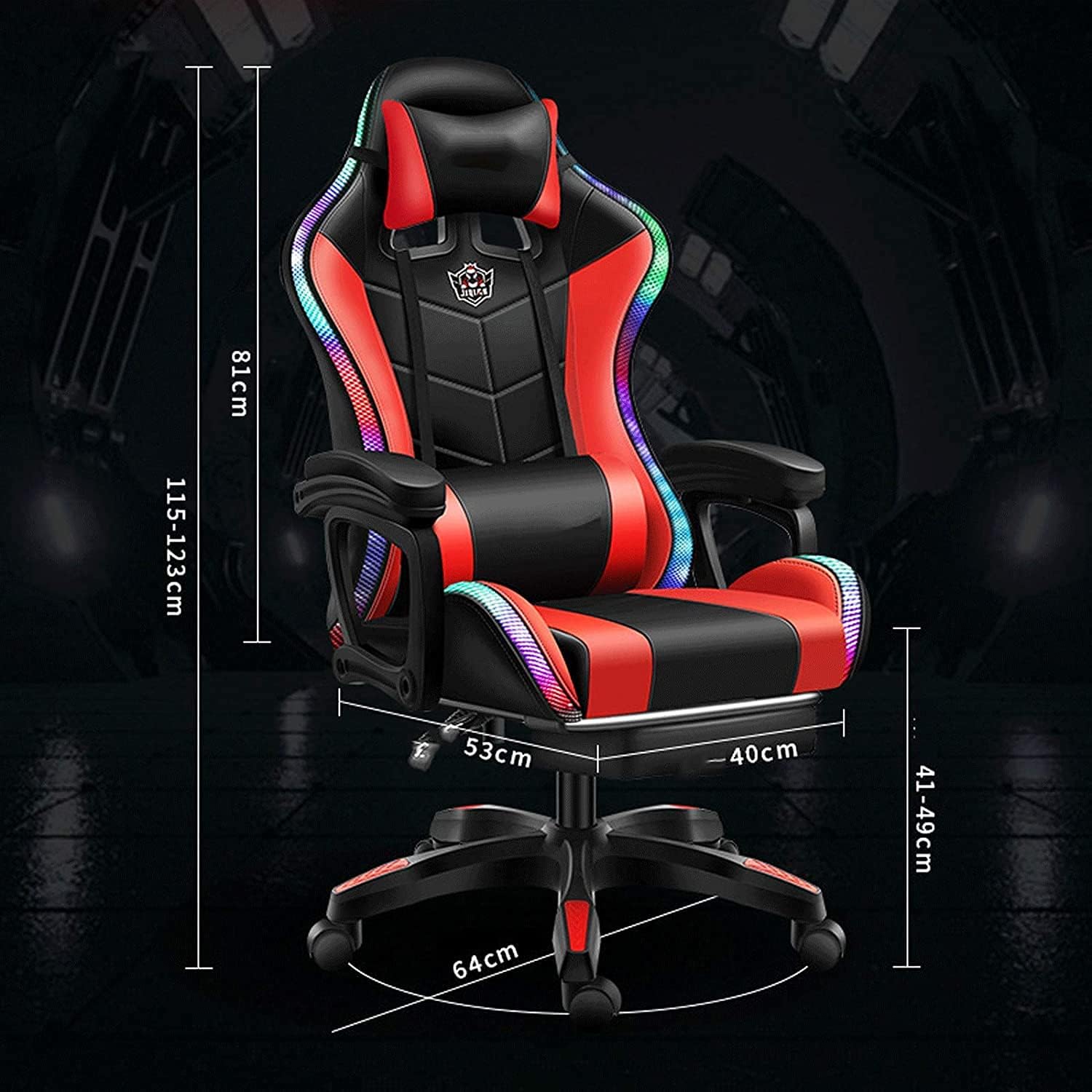 Gaming Chair with Bluetooth Speakers, Video Game Chairs Gaming Lights- Ergonomic Massage Gaming Chair Full Massage Lumbar Support Adjustment of Backrest Dual Gaming Chair…