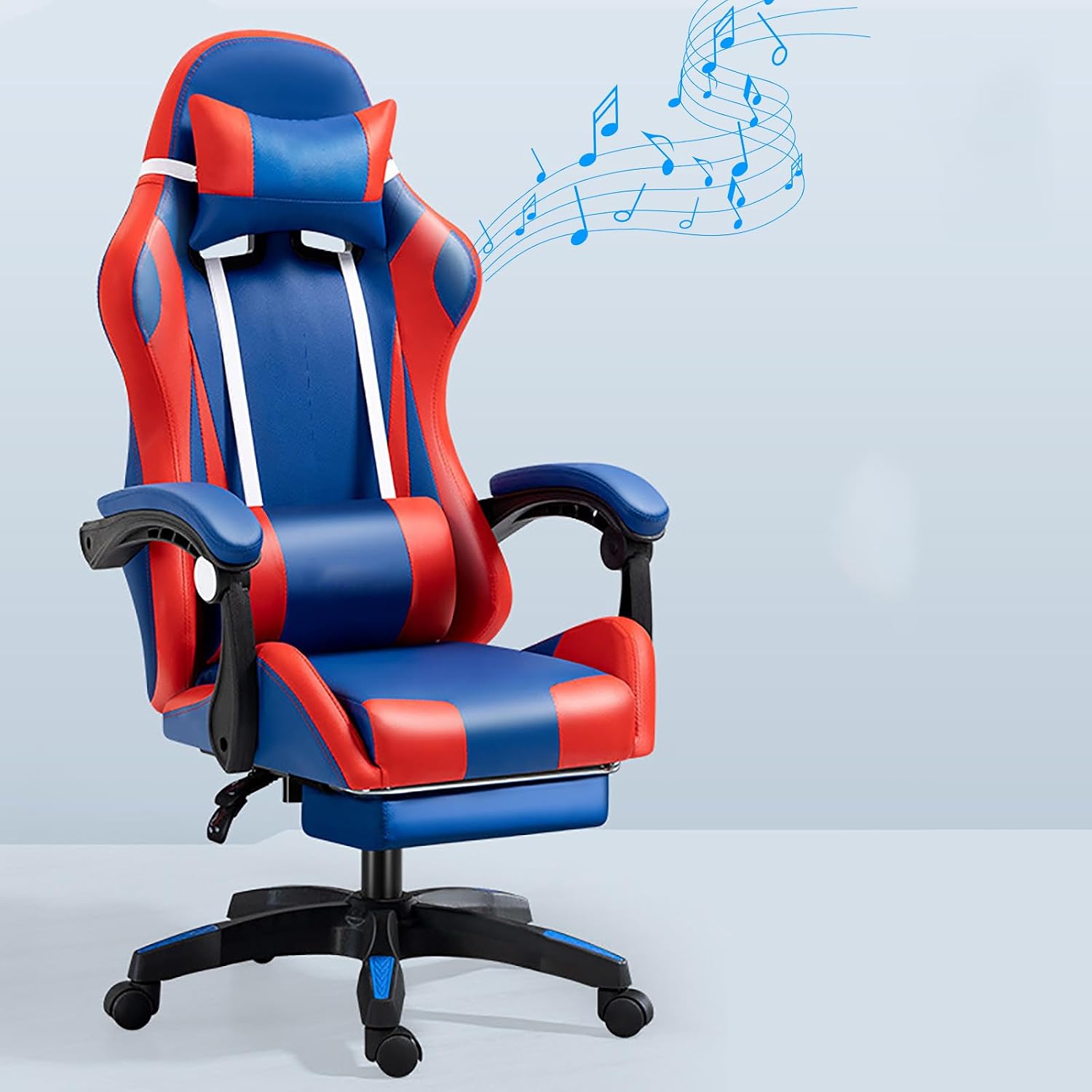 RGB Gaming Chair with Footrest Ergonomic Massage Computer Desk Chair Video Gaming Chair with Speakers Lumbar Support Height & Angles Adjustable Reclining Gamer Chair,Speaker