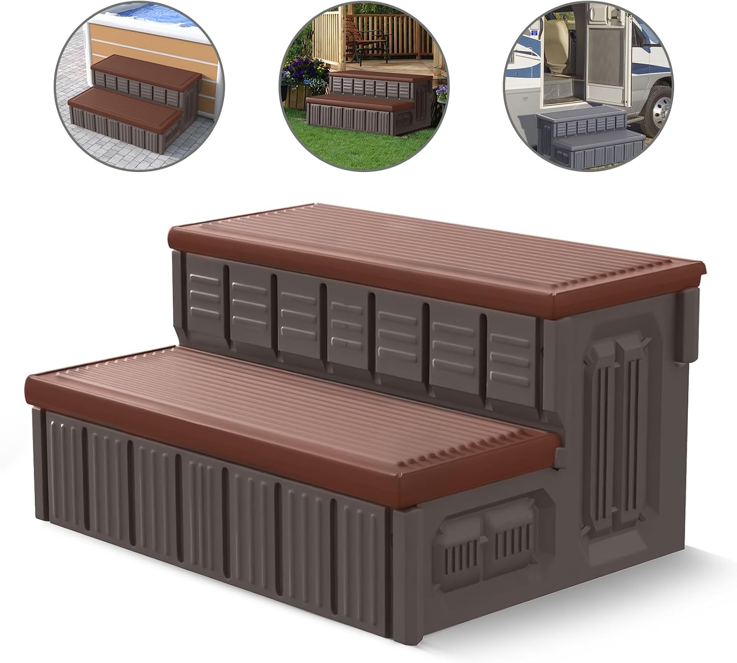 Hot Tub Steps, Outdoor Spa Steps with Storage, Non-Slip & Sturdy Hot Tub Stairs, 36 Inches Long