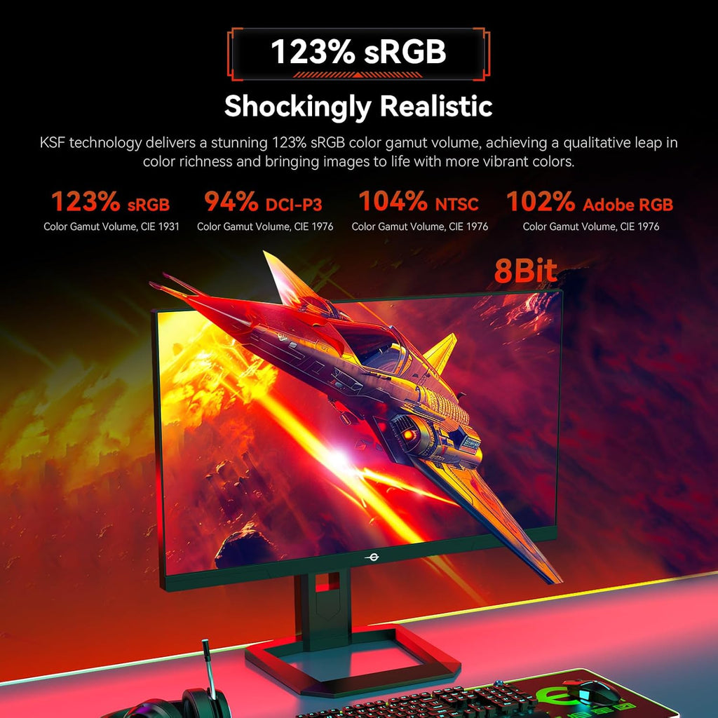 TITAN ARMY 24.5 Inch QHD 2560 x 1440p 240Hz Fast IPS Gaming Monitor,Adaptive-Sync 1ms 126% sRGB P2510S, Black