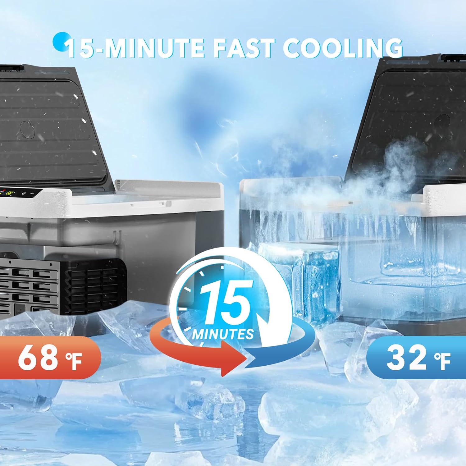 12 Volt Refrigerator, 32QT(30L) Compressor Electric Cooler, Car Fridge -4℉~68℉, Portable Refrigerator 12V/24V DC 110-240V AC, Compact Freezer for Vehicle RV Camping Truck Boat Travel, Black