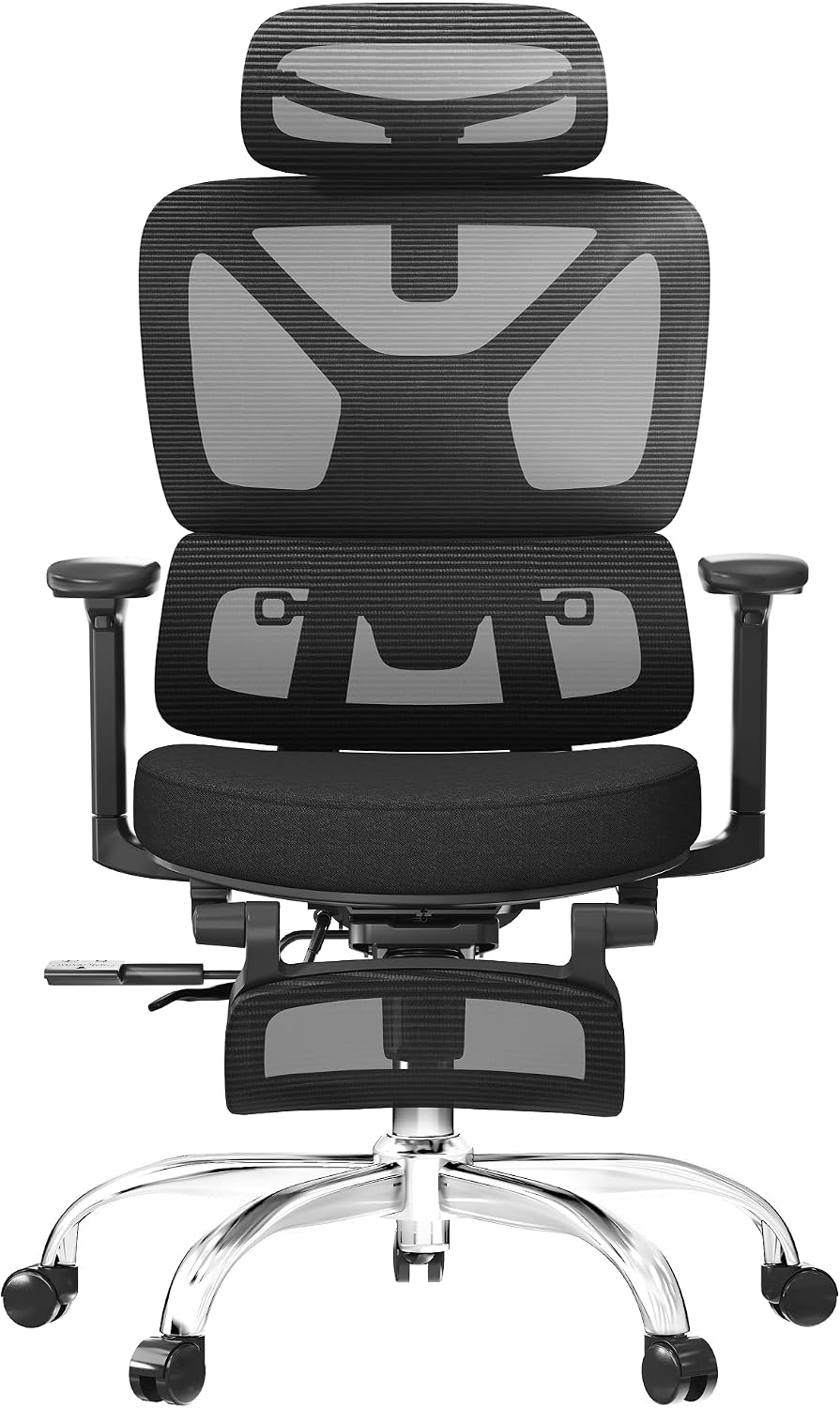 FLEXISPOT ErgoX Premium Ergonomic Office Chair with Footrest- Adjustable 3D Armrests, Dynamic Lumbar Support, Recline & Tilt Function, Mesh Seat, for Home & Office Use,Black Foam