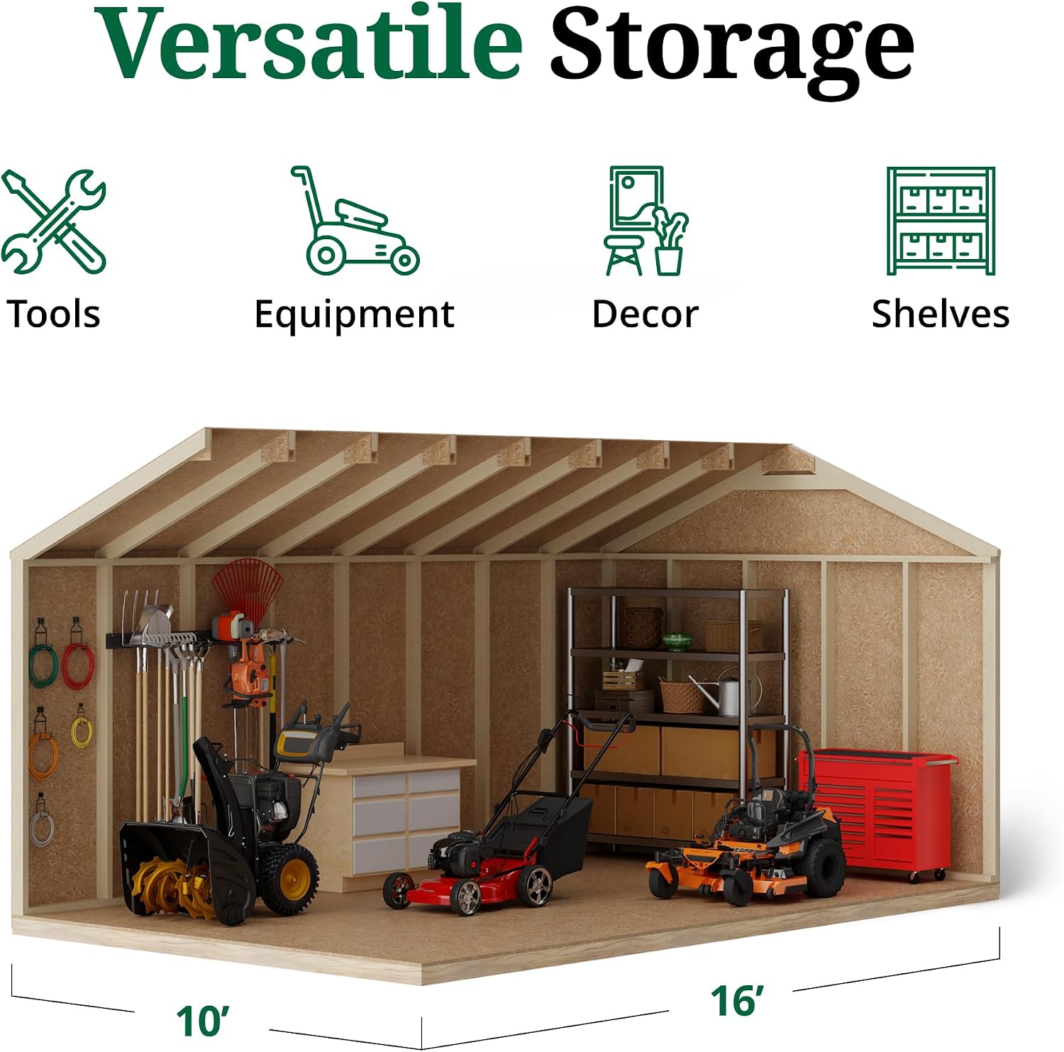Little Cottage Co. 10x16 Value Workshop Shed with Operable Windows and Floor, Outdoor Wood Storage Do-It-Yourself Precut Kit