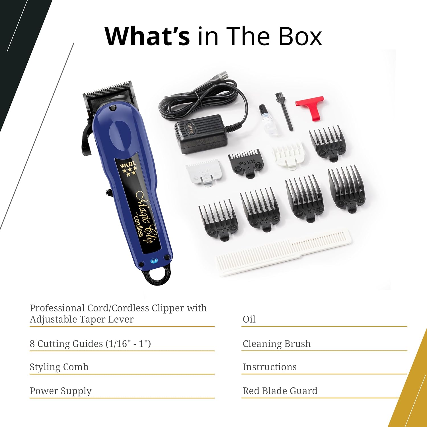 Wahl Professional 5 Star Series Magic Clip Cordless Hair Clipper, Stagger-Tooth Blade Professional Hair Trimmer with Attachments, 100+ Minute Run Time