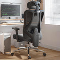 Hbada P3 Ergonnomic Office Chair with 2D Adjustable Lumbar Support, Office Chairs with Adjustable Headrest and Armrest, 145° Stepless Tilt Function, Black(No Footrest)