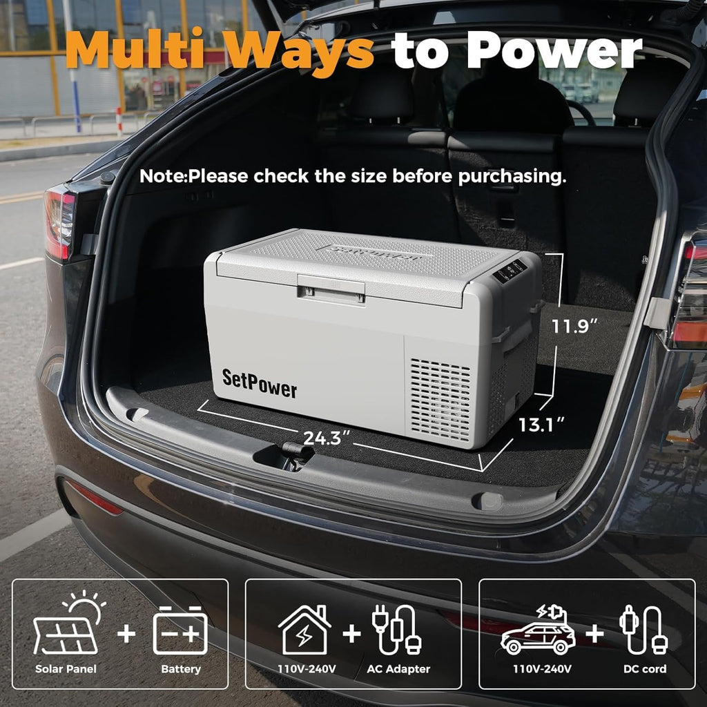 Setpower RF20 12 Volt Car Refrigerator With APP Control & Cover,21QT Dual Zone 12V Fridge Freezer,Portable Electric Coolers for Car,Camping,Vehicles,RV,SUV,Travel