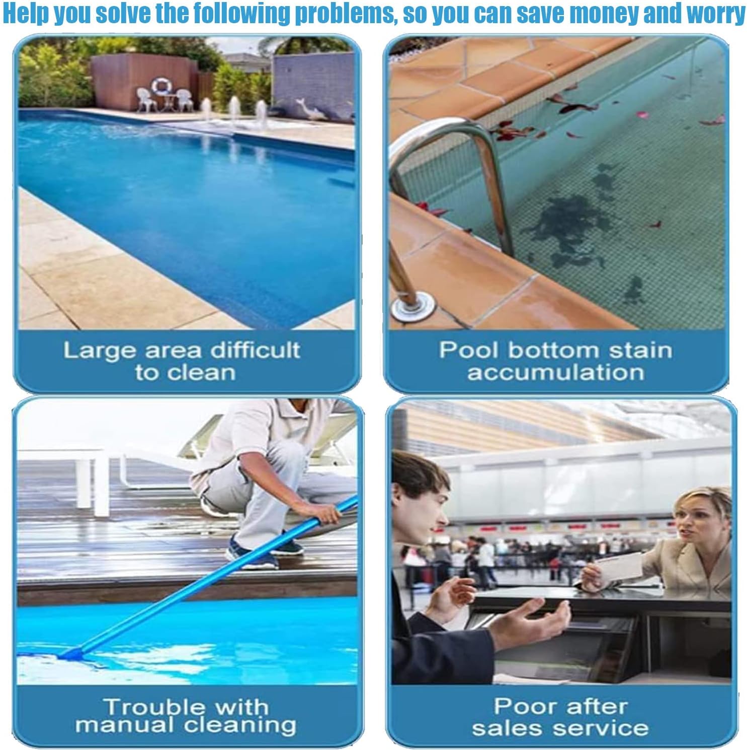 Small Inground & Above Ground Swimming Pools Cleaning Robot, Automatic Cleaning Machine Sweep Vacuum, Suction Rechargeable Battery for Floor/Walls & Waterline