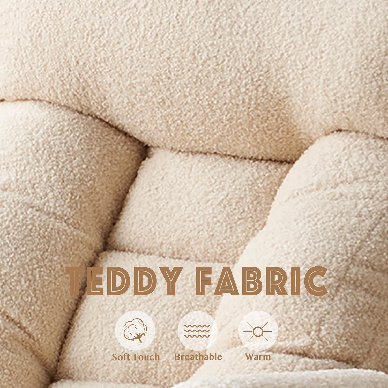 Floor Chair with Back Support, Swivel Gaming Chair with 5 Adjustable Position, Meditation Chair with Phone Holder, Teddy Indoor Lounge Chair for Lazy Boys, Living Room, Bedroom, Lounge, Beige