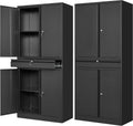 Letaya Metal Garage Storage Cabinet with Drawer,4 Door Tool Cabinet with Lock-2 Adjustable Shelves for Garage Home Office Utility Room (Black)