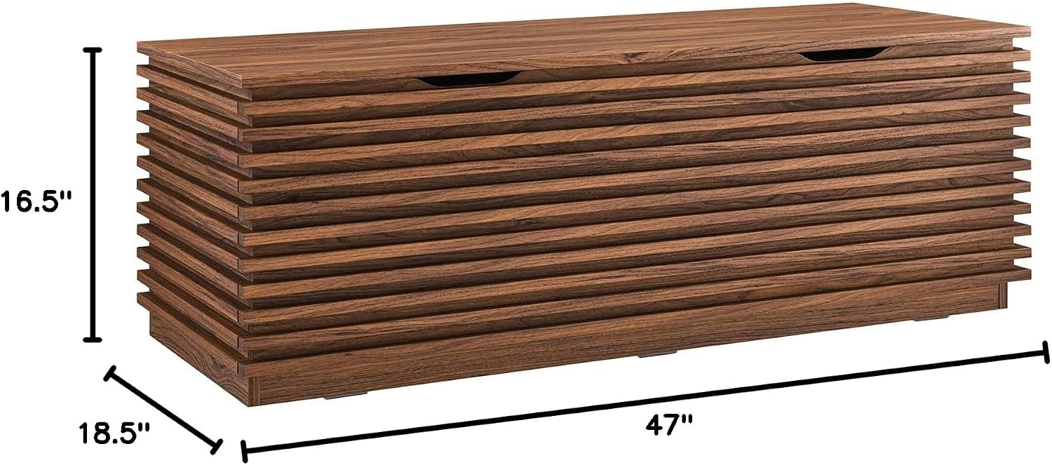 Modway Render 47' Wood Grain Storage Bench in Walnut