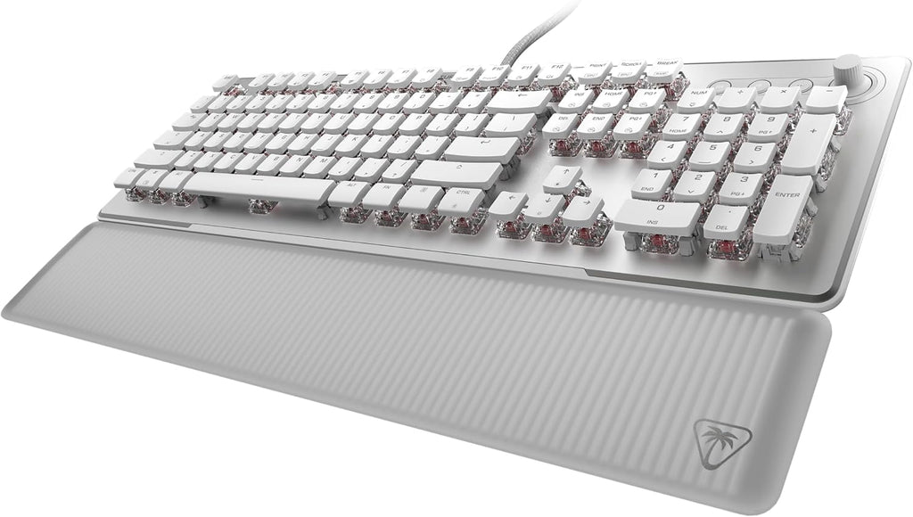 Turtle Beach Vulcan II Max – Optical-Mechanical PC Gaming Keyboard, Customizable RGB Illuminated Keys and Palm Rest, Smart Keys, Titan II Smooth Linear Switches, 200M Keystroke Durability – White