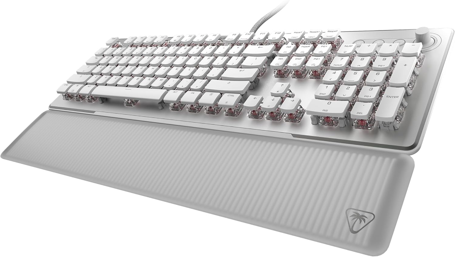 Turtle Beach Vulcan II Max – Optical-Mechanical PC Gaming Keyboard, Customizable RGB Illuminated Keys and Palm Rest, Smart Keys, Titan II Smooth Linear Switches, 200M Keystroke Durability – White