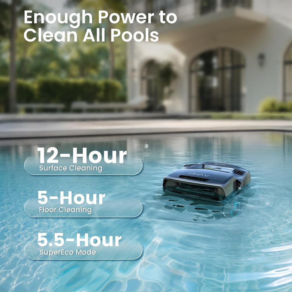 Aiper Scuba X1 Pro Max Pool Robot Vacuum & Robotic Pool Skimmer with 8,500 GPH Suction, Pool Mapping, 3μm Ultra-fine Filtration, Smart Surface Parking, for All Inground Pools, Grey
