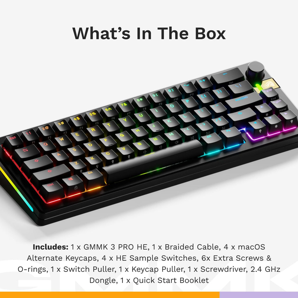 Glorious Gaming - GMMK 3 PRO HE: Wireless Gaming Keyboard Rapid Trigger, Hall Effect, Aluminum Body, 8K Polling Rate, Hotswap MX & Magnetic Switches, Adjustable Actuation, ANSI 65% Compact (Black)