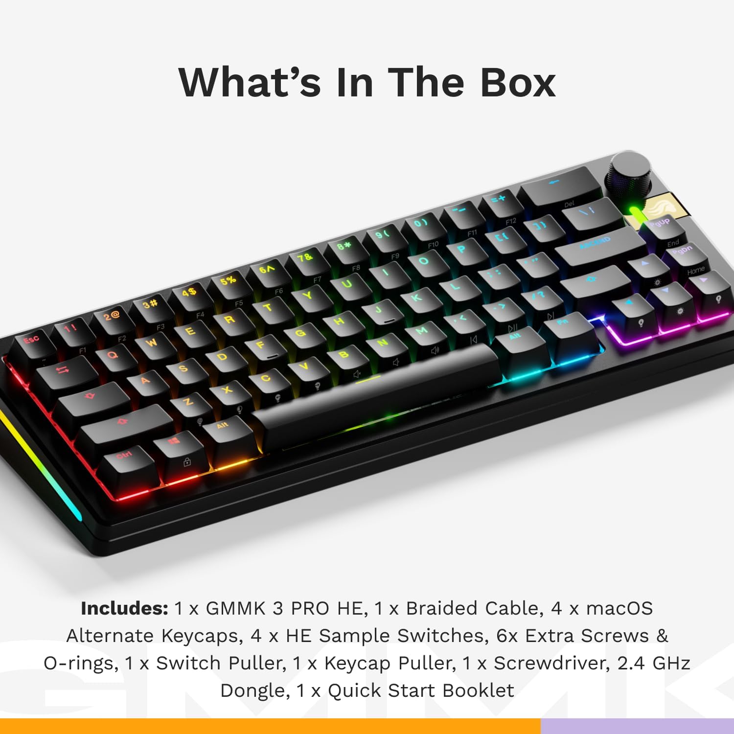 Glorious Gaming - GMMK 3 PRO HE: Wireless Gaming Keyboard Rapid Trigger, Hall Effect, Aluminum Body, 8K Polling Rate, Hotswap MX & Magnetic Switches, Adjustable Actuation, ANSI 65% Compact (Black)