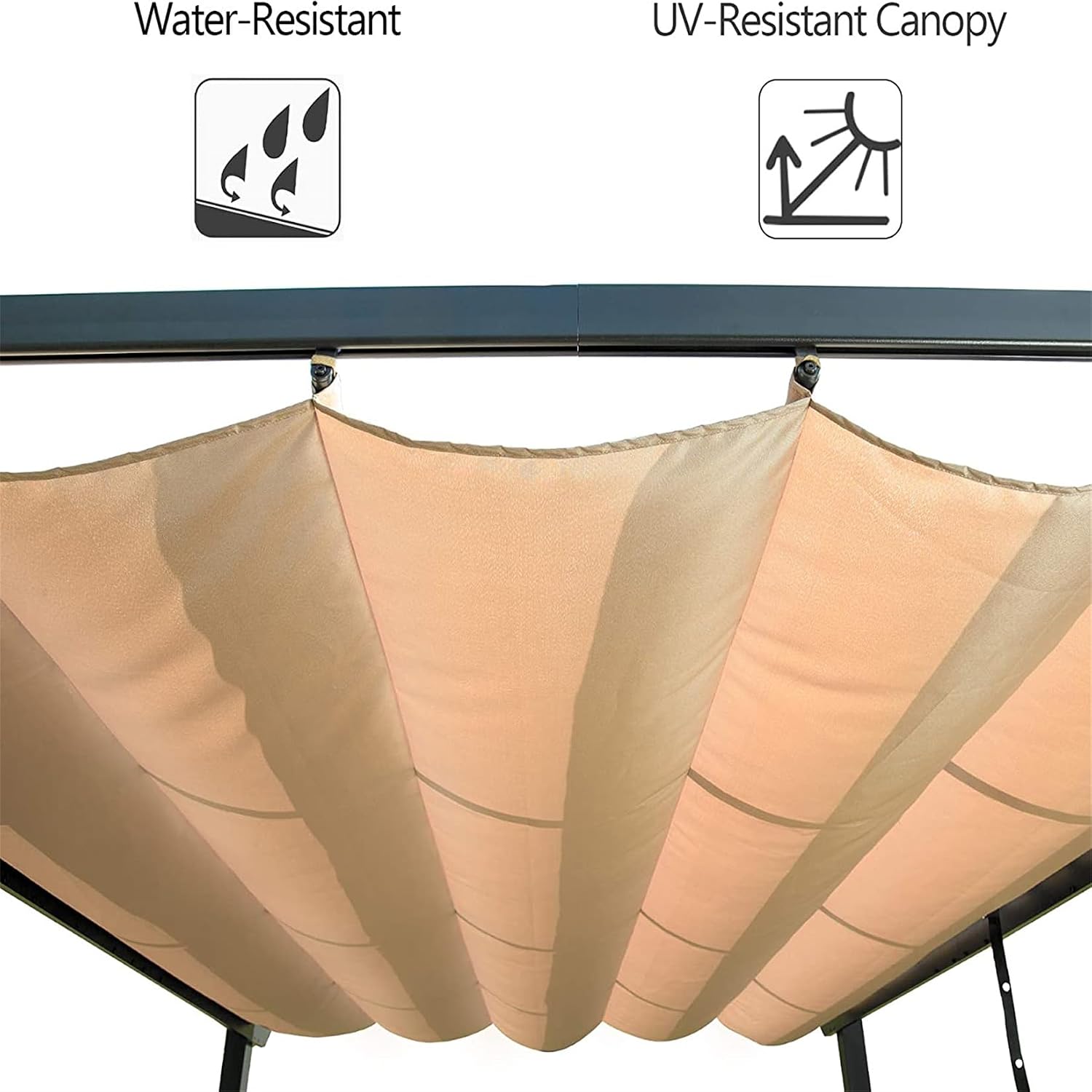10'x10' Outdoor Retractable Pergola with Sun Shade Canopy, Heavy-Duty Aluminum Pergola Patio Modern Pergola with Retractable Canopy Sunshelter Pergola, Dark Grey+Khaki