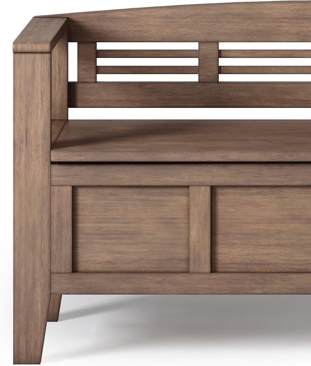 SIMPLIHOME Adams Entryway Storage Bench - 48 inch Wide Solid Wood Hallway Seat in Rustic Natural Aged Brown, Contemporary Bench for Entryway or Living Room with Lift-Up Lid and Spacious Storage