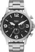 Fossil Men's Nate Quartz Watch, Oversized Stainless Steel Chronograph Watch for Men