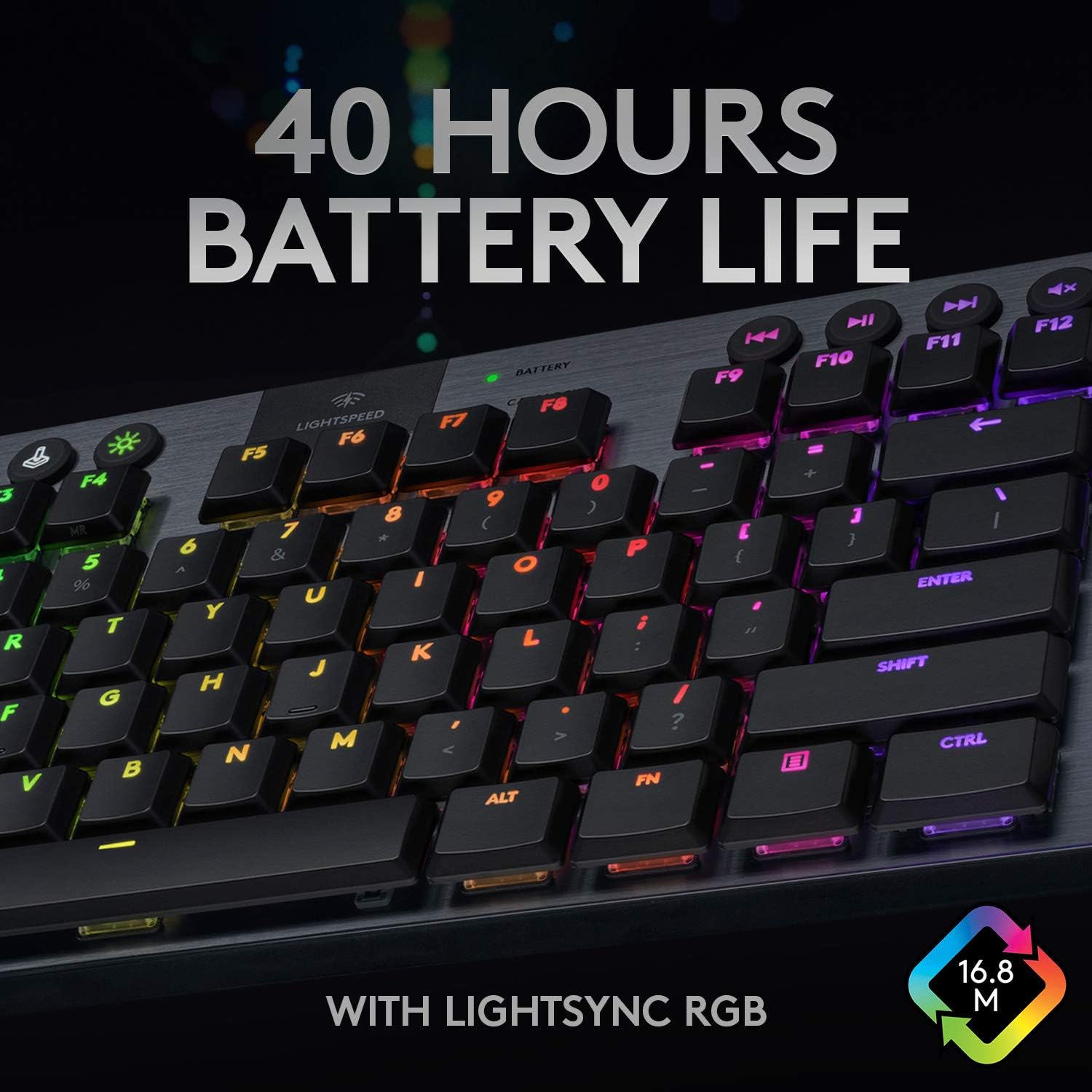 Logitech G915 TKL Tenkeyless Lightspeed Wireless RGB Mechanical Gaming Keyboard, Low Profile Switch Options, Lightsync RGB, Advanced Wireless and Bluetooth Support - Tactile,Black