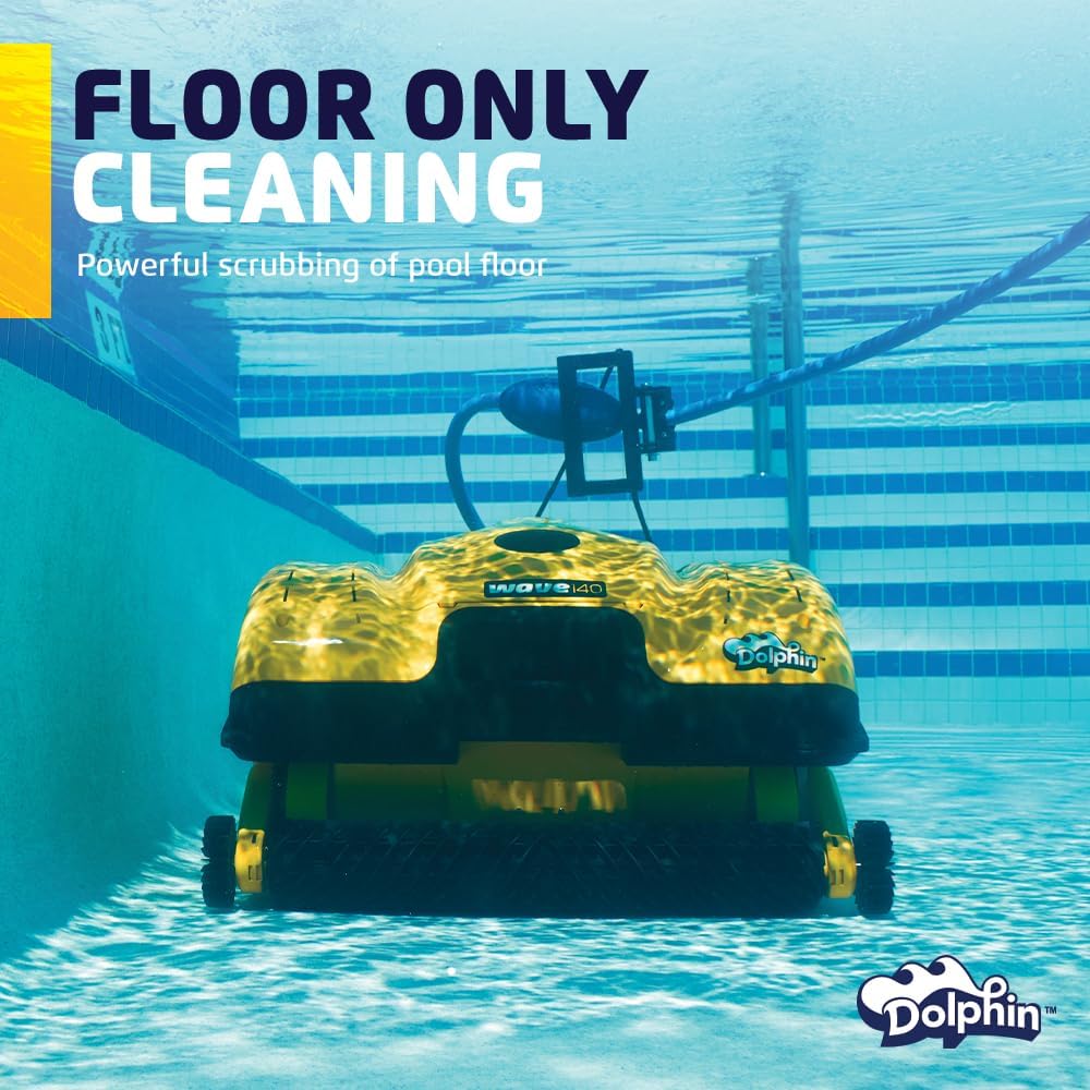 Dolphin Wave 140 Automatic Robotic Pool Vacuum Cleaner with Remote and Multi-Purpose Caddy, Auto-Release Cable System, Ideal for Commercial Pools up to 127 FT in Length