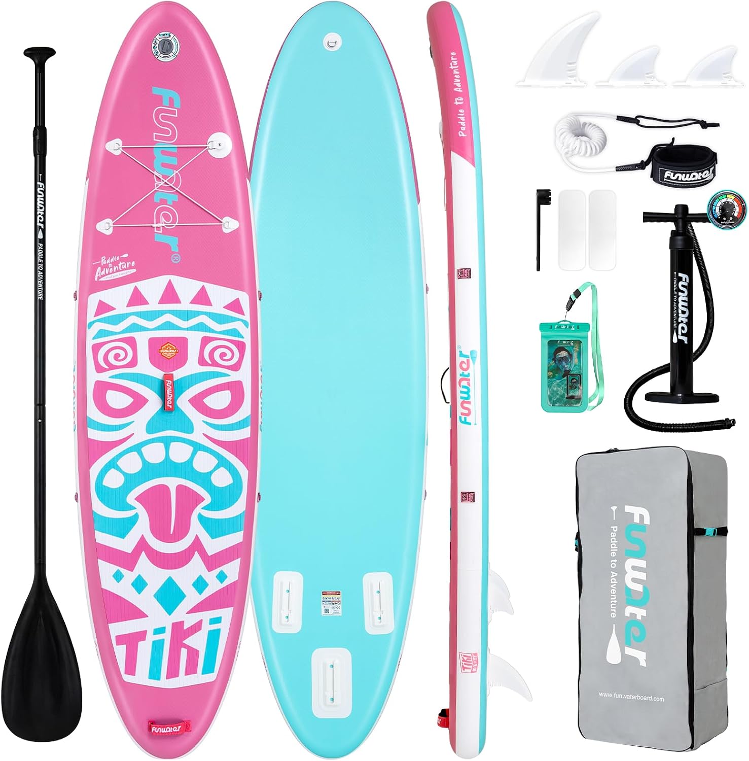 FunWater 8'/10'/10'6'/11'6' Inflatable Stand Up Paddle Board with Premium SUP Paddleboard Accessories, Wide Stable Anti-Slip EVA Deck,Paddle Boards for Adults & Youth of All Skill Levels