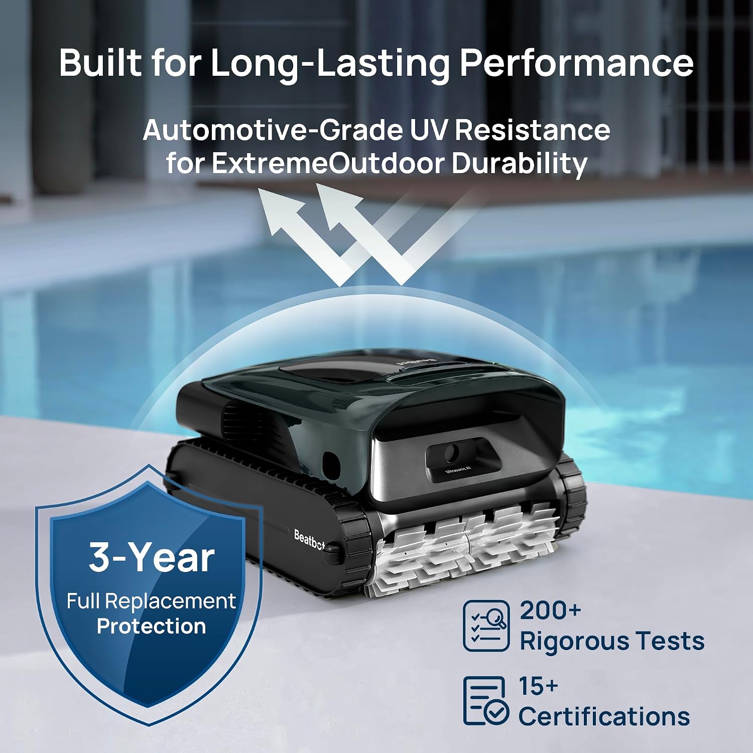 Beatbot AquaSense 2 Pro Pool Vacuum Robot Genuine with All-Weather Protection Cover-Unmatched 5-in-1 Cleaning, Skims Water Surface with Remote Navigation, Surface Parking, Clarifies Water