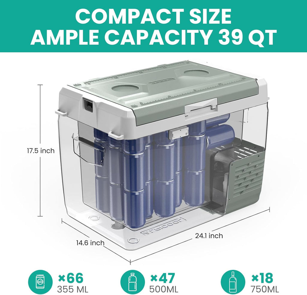 Alpicool GC40 Electric Cooler for Car Refrigerator 12 Volt Car Fridge Freezer 39 Quart Portable Freezer for Truck SUV RV Van Camper,Camping Boat Travel,-4~68°F (12V 240V)