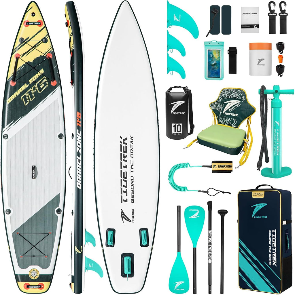 11'6' Inflatable Stand Up Paddle Boards, Premium SUP Accessories, Non-Slip Comfort Deck for Youth & Adults