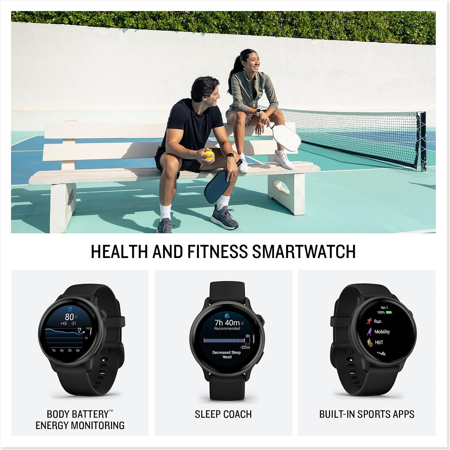 Garmin Vivoactive 6 GPS Smartwatch Slate with Black Silicone Band, Fitness Smart Watch with AMOLED Display, 11-Day Battery, 80+ Sports Apps, Advanced Activity Tracking Watch Bundle for Men &Women
