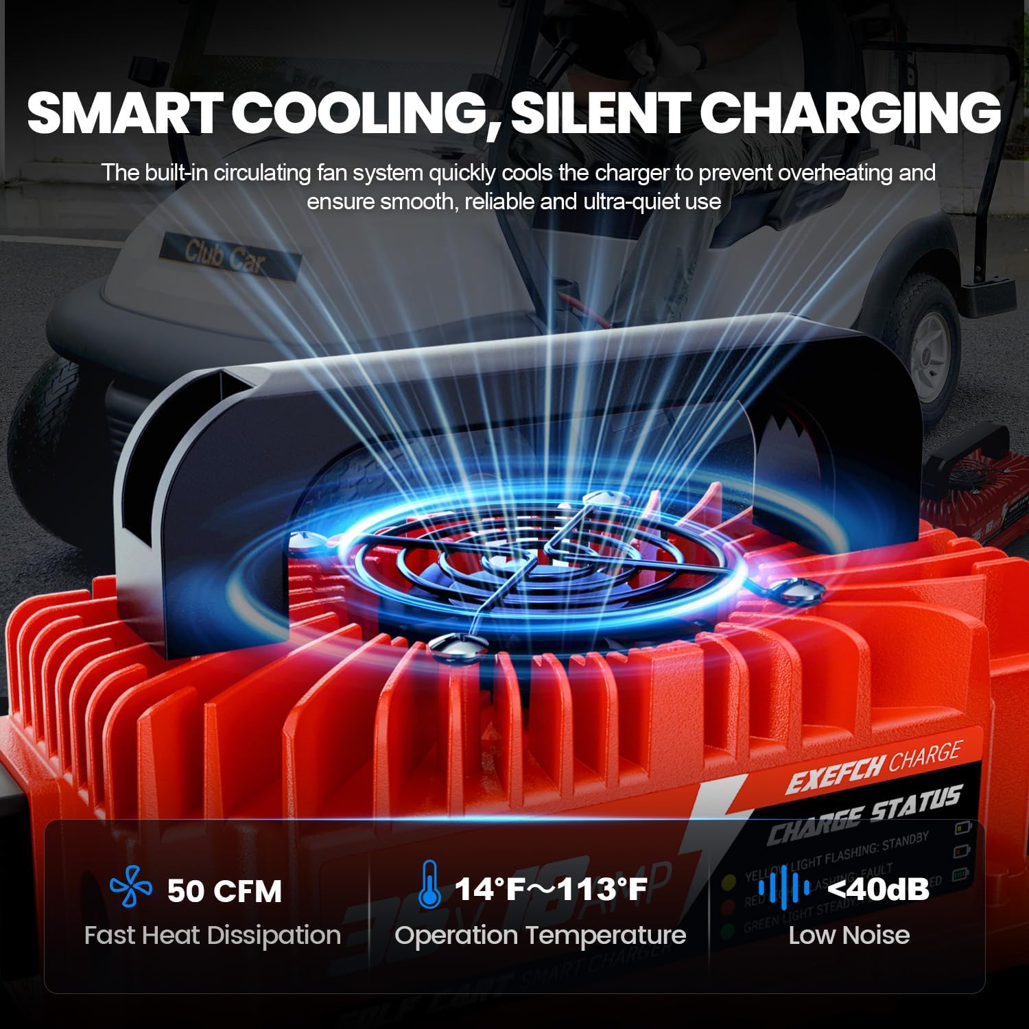 36 Volt 18 Amp Golf Cart Charger for EZGO TXT with 2-Pin D Style Plug Only for Lead Acid Battery