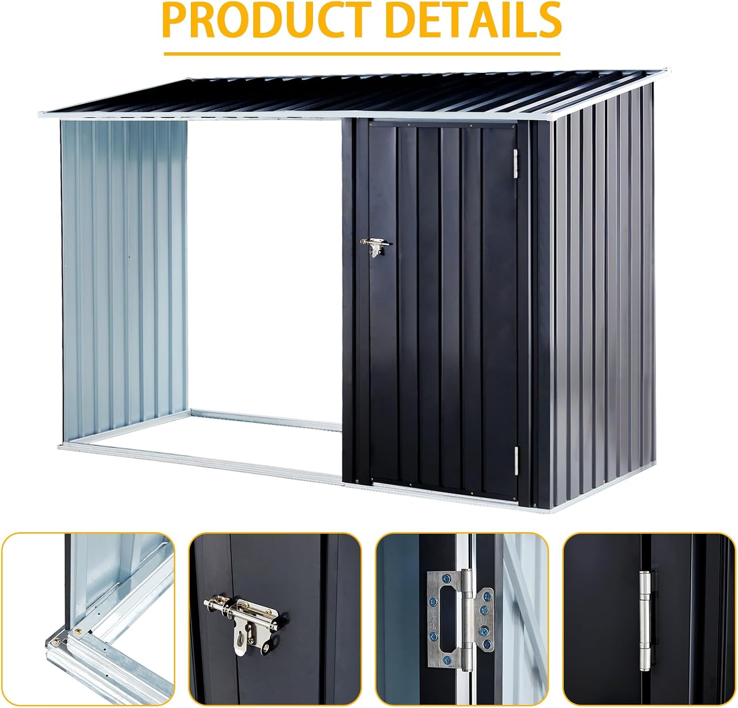 2 in 1 Outdoor Firewood Racks, Firewood Storage Shed, Wood Sheds, Firewood Shelter, Outdoor Storage Shed with Log Holder, 98' L x 41' W x 63.5' H