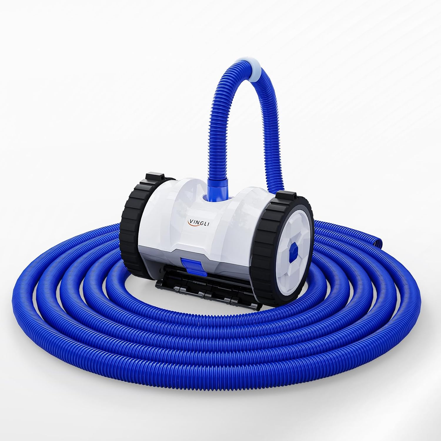 VINGLI Automatic Suction Pool Cleaner Robot for Inground Pools – Powerful Suction-Side Vacuum with 40FT Tangle-Free Pool Cleaner Hose - Ideal for Pool Cleaning Kits & Equipment, Navy Blue&White