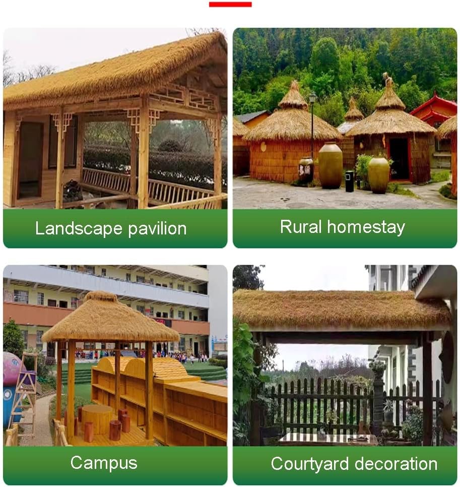 Man-Made Thatch roll Simulated thatched roof Tile Artificial Straw Plastic Fake thatched Easy to Cut roof Decoration, Pavilion, Villa, Garden, bar Thatch Roll (Color : Yellow2, Size : 0.5x6m)