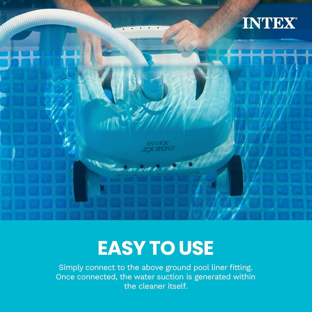 INTEX Deluxe Pressure-Side Above Ground Automatic Pool Cleaner Vacuum - for Bigger Pools – Cleans Pool Floors and Walls – Removes Debris – Removable Filter Tray – 21ft Tangle Free Hose