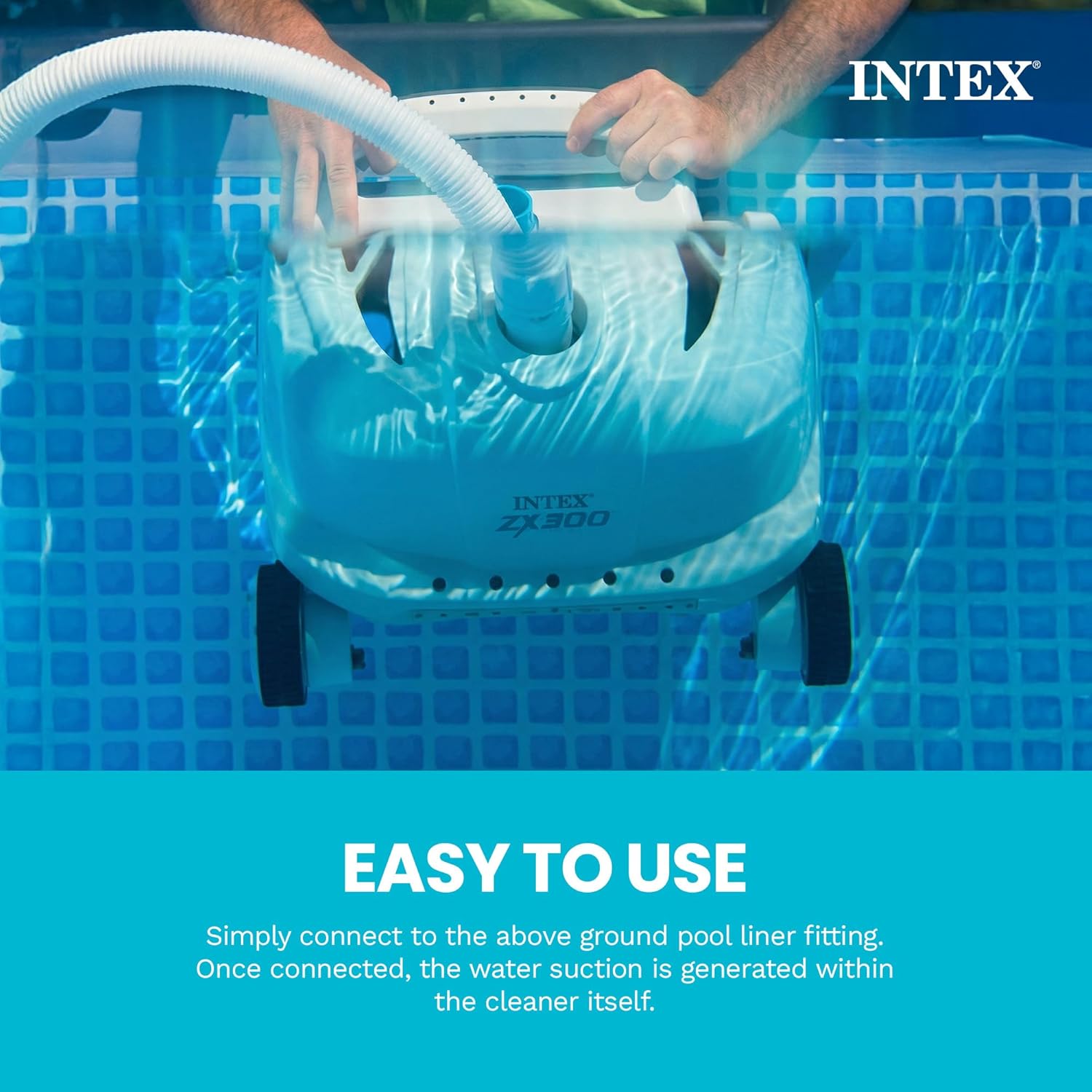 INTEX Deluxe Pressure-Side Above Ground Automatic Pool Cleaner Vacuum - for Bigger Pools – Cleans Pool Floors and Walls – Removes Debris – Removable Filter Tray – 21ft Tangle Free Hose