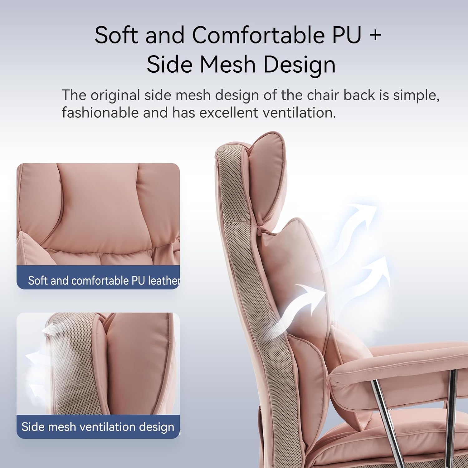 Efomao Big and Tall Office Chair, 400lbs Heavy Duty High Back Executive Chair with 23.6' Extra Wide Seat, PU Leather Desk Chair with Footrest and Padded Armrests, Pink