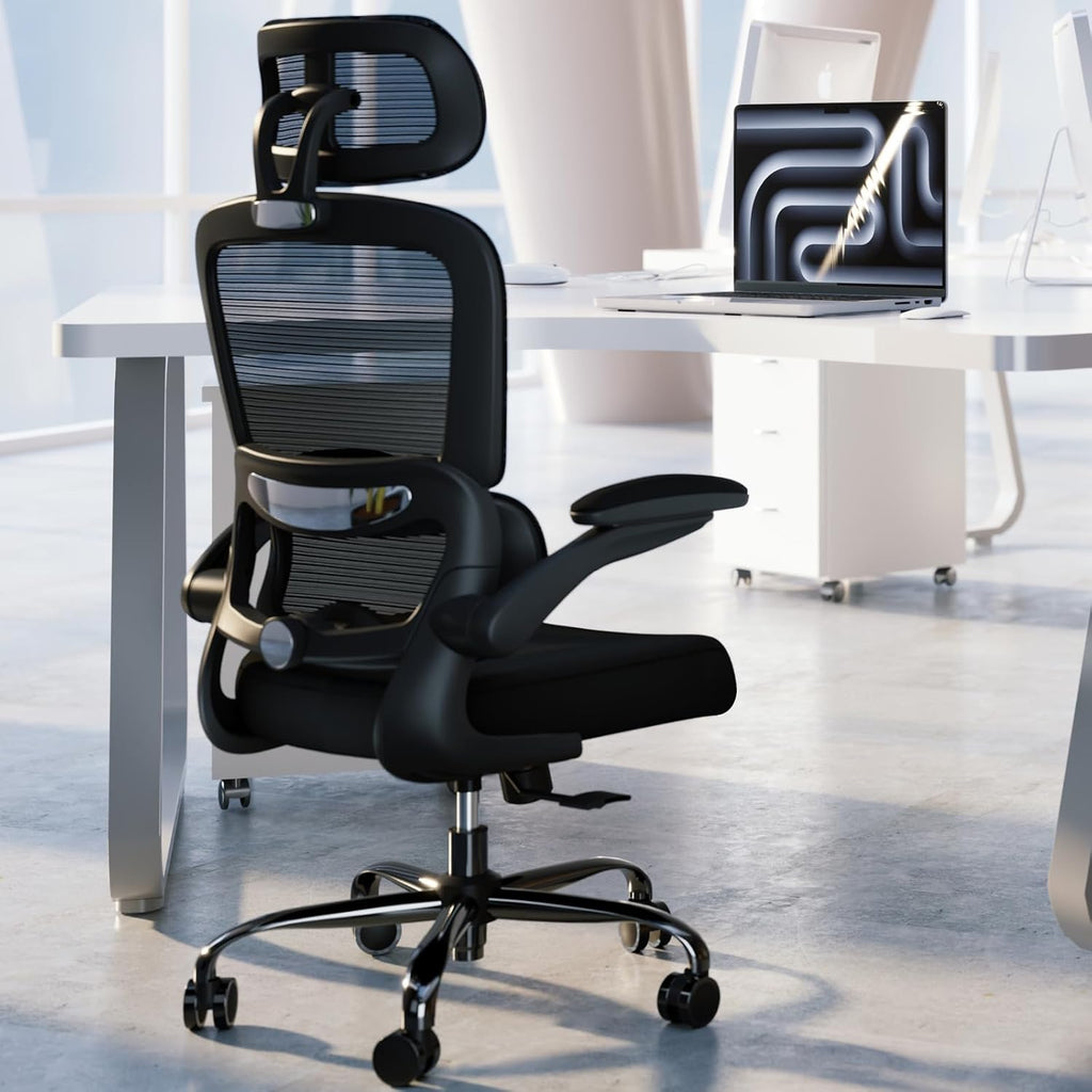TRALT Office Chair Ergonomic Desk Chair, 330 LBS Home Mesh Office Desk Chairs with Wheels, Comfortable Gaming Chairs Black, Pack of 2