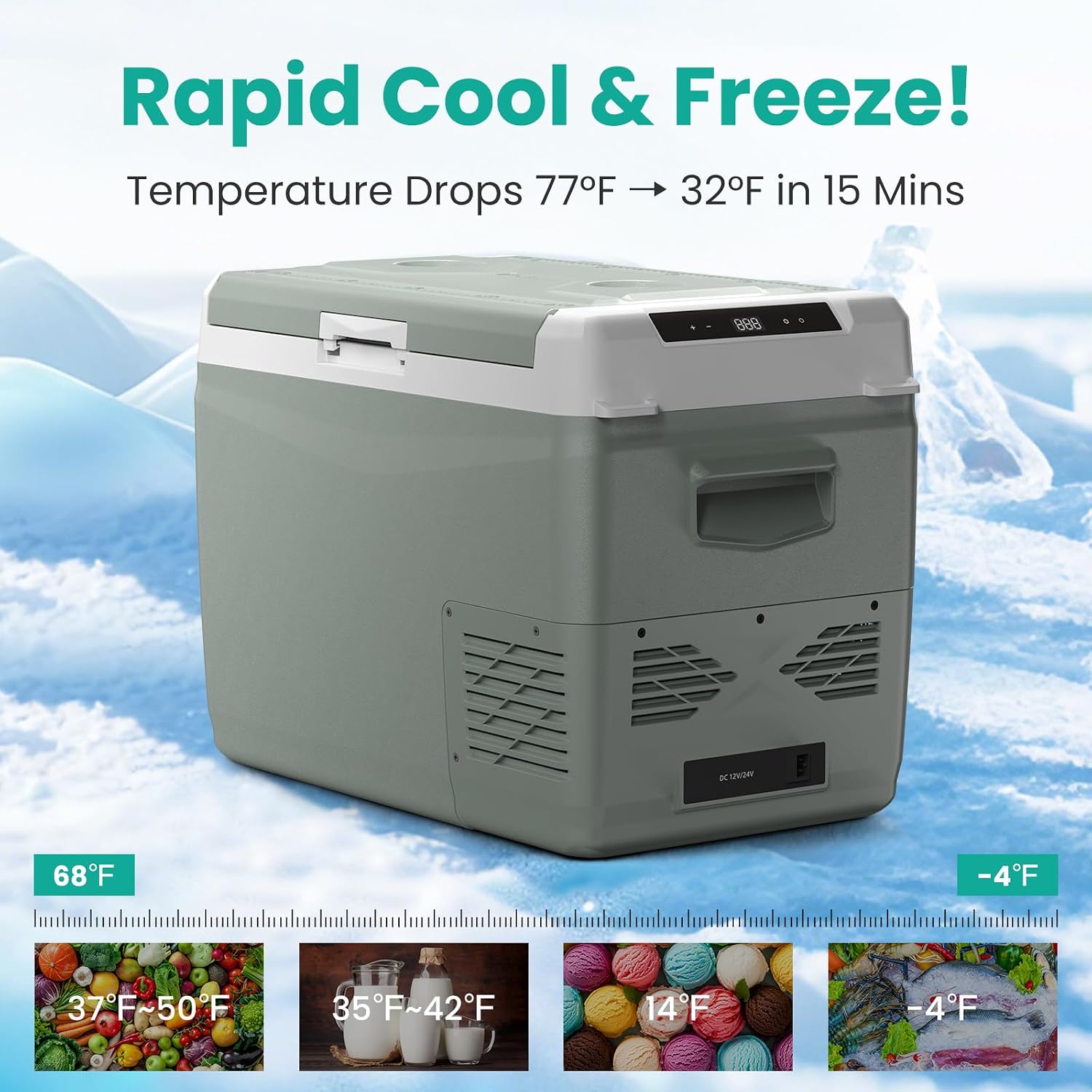 Alpicool GC40 Electric Cooler for Car Refrigerator 12 Volt Car Fridge Freezer 39 Quart Portable Freezer for Truck SUV RV Van Camper,Camping Boat Travel,-4~68°F (12V 240V)