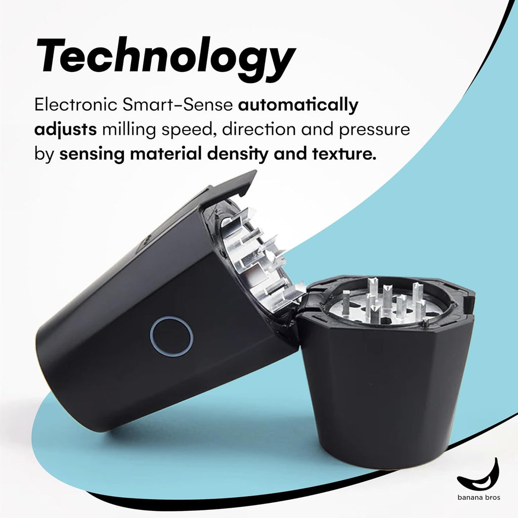 Banana Bros OTTO Electric Smart Spice Grinder - Automatic Herb Grinder with Smart Technology - Rechargeable via USB - Portable Milling for Dry Herbs and Spices - Black - No Carrying Case