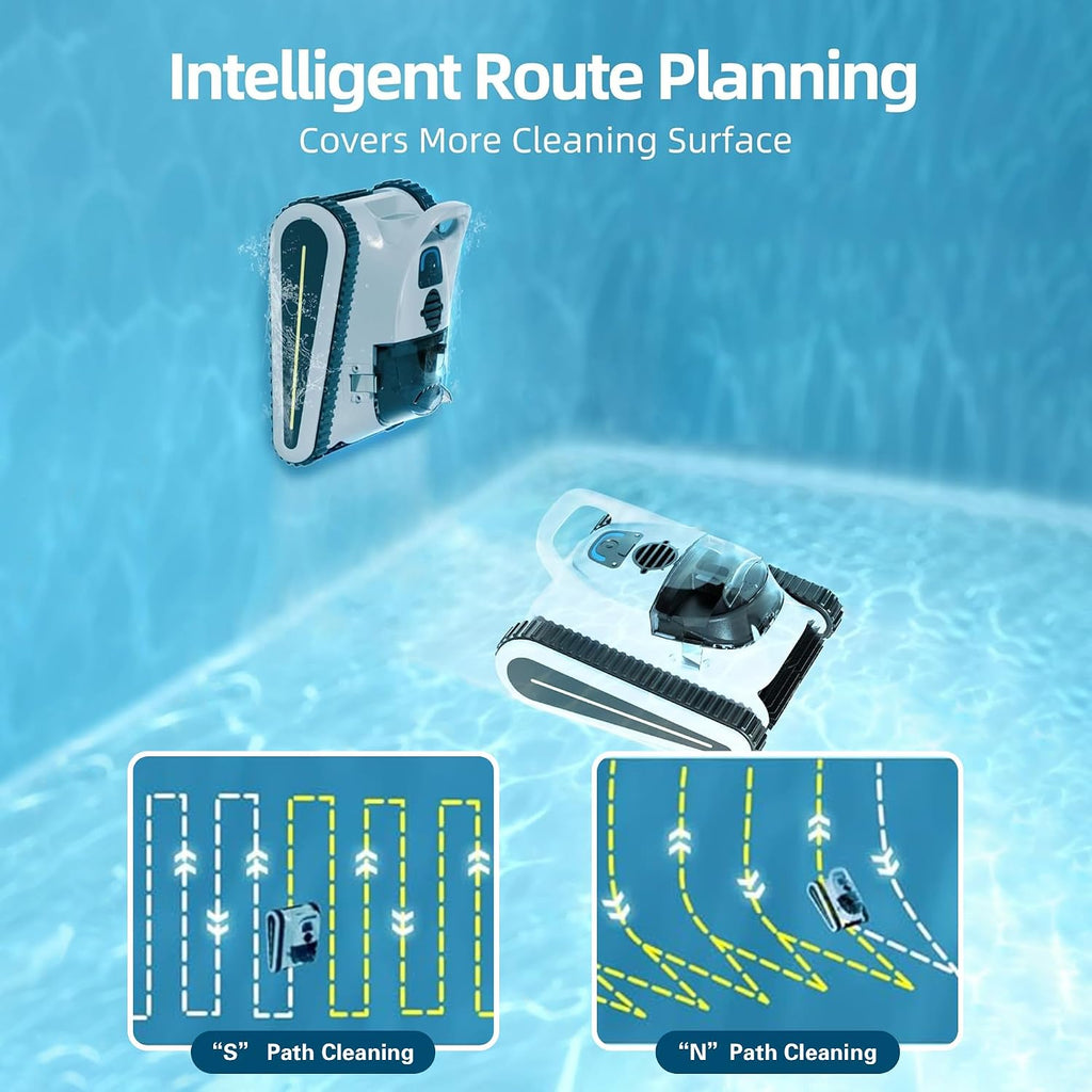 (2024 New) Robotic Pool Vacuum, Cordless Robotic Pool Cleaner for Inground Pools, Wall and Waterline Cleaning, Powerful Suction and Replaceable Battery, 150 min Battery Life for Pool Up to 1614 Sq.ft