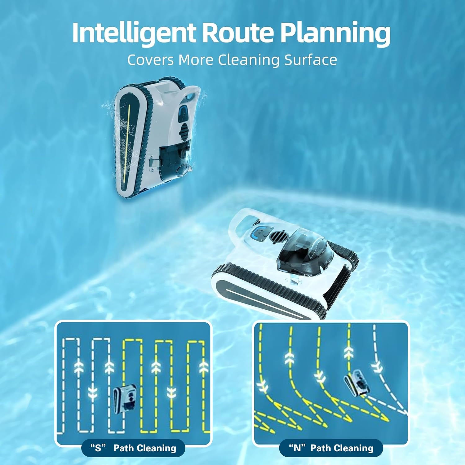 (2024 New) Robotic Pool Vacuum, Cordless Robotic Pool Cleaner for Inground Pools, Wall and Waterline Cleaning, Powerful Suction and Replaceable Battery, 150 min Battery Life for Pool Up to 1614 Sq.ft
