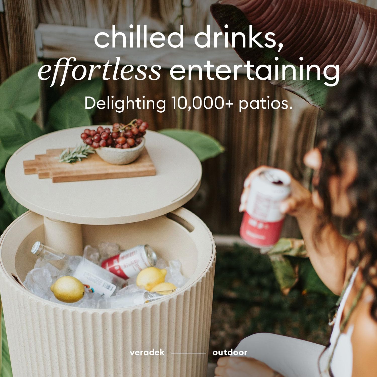 Veradek Outdoor Cooler Side Table - 2 in 1 - Designed for use as Outdoor Side Table, Patio Decor and Ice Chest