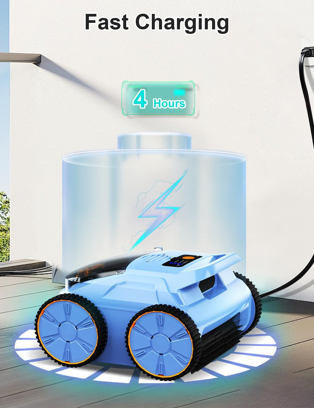 Robotic Pool Cleaner for Inground Pools, OOTDAY Cordless Robotic Pool Vacuum, Pool Robot with Smart Navigation, Floor/Wall/Waterline Cleaning, 150 Mins Runtime, Pools up to 2000 Sq.ft