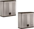 Suncast 2 Pack 4 Cubic Feet Resin Single Shelf Garage Wall Storage Cabinet, Platinum