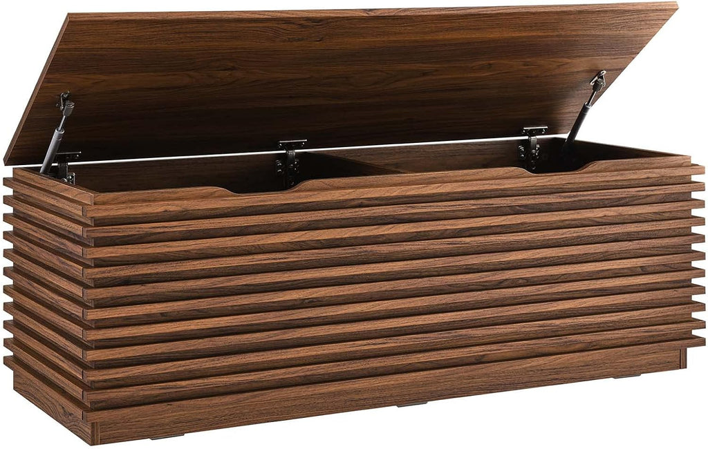 Modway Render 47' Wood Grain Storage Bench in Walnut